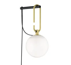 Applique murale, NH, blanc, laiton, noir, L14cm, H32,6cm - Artemide