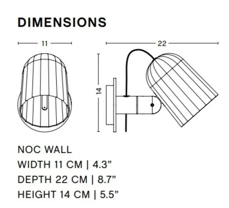 Applique murale, Noc avec câble, blanc cassé, 2800K, 470lm, L11cm, H14cm - HAY