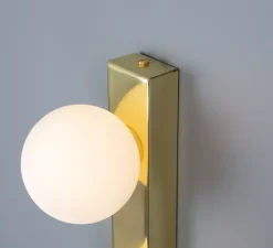 Applique murale, Noelani, laiton poli, verre opalin, IP44, Lcm, H40cm - Mullan Lighting