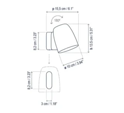 Applique murale, Nut A/01 sans bouton, marron, IP54, LED, dim, 2700K, 950 lm, L10cm, H13,5cm - Bover