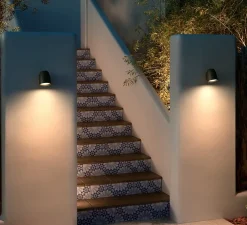 Applique murale, Nut A/01 sans bouton, noir, IP54, LED, dim, 2700K, 950 lm, L10cm, H13,5cm - Bover