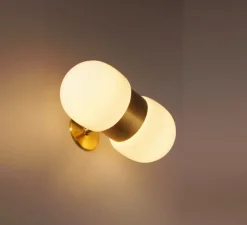 Applique murale, Nuvol double, laiton brossé, verre opalin mat, L10cm, H23cm - Contain