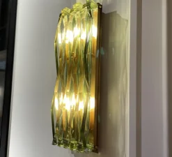 Applique murale, Nuvola L, laiton antique, verre transparent vert, L18cm, H50cm - Eichholtz