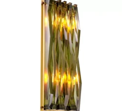Applique murale, Nuvola L, laiton antique, verre transparent vert, L18cm, H50cm - Eichholtz