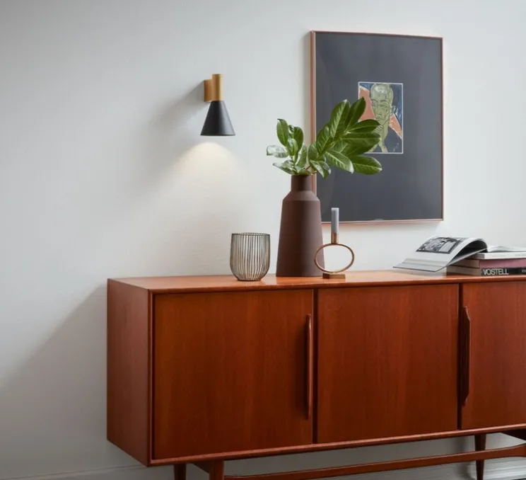 Applique murale, Odrey 1.4, noir et or, L12,4cm, H20,5cm - Wever&Ducré