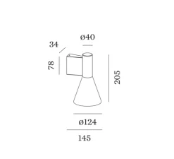 Applique murale, Odrey 1.4, noir et or, L12,4cm, H20,5cm - Wever&Ducré