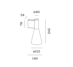 Applique murale, Odrey 1.5, noir mat et or, L11,5cm, H24,5cm - Wever&Ducré