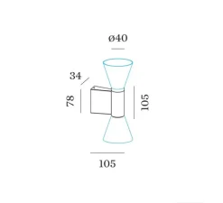 Applique murale, Odrey indoor wall surface 2.0, noir et or, L10,5cm, H4cm - Wever & Ducré