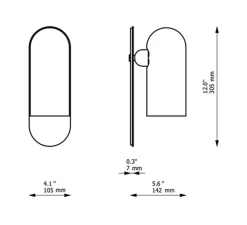 Applique murale, Odyssey Medium, opalin et laiton, L10,5cm, H30,5cm - Schwung