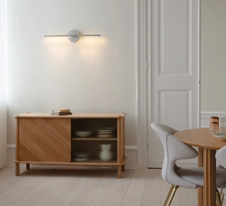 Applique murale, Omni Wall, acier brossé, LED, dim, 2700K, 1000 lm, L74cm, H16,6cm - Umage