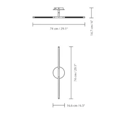 Applique murale, Omni Wall, acier brossé, LED, dim, 2700K, 1000 lm, L74cm, H16,6cm - Umage