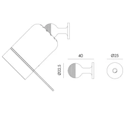 Applique murale, One + Knob, gris, LED, dim, 2700K, 245 lm, L11,7cm, H5cm - Tonone