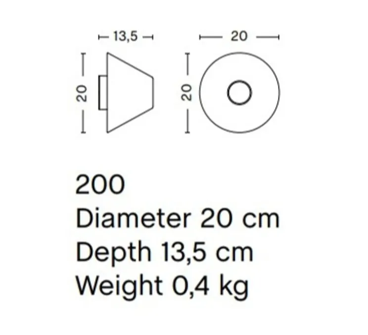 Applique murale, Ono Flush Mount 200, blanc, IP44, Ø20cm, P13.5cm - HAY