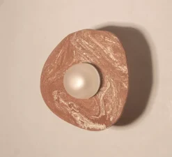 Applique murale, Organic Ceramic 14/16, céramique rouge, verre givré, Ø14/16cm, H10cm - Contain