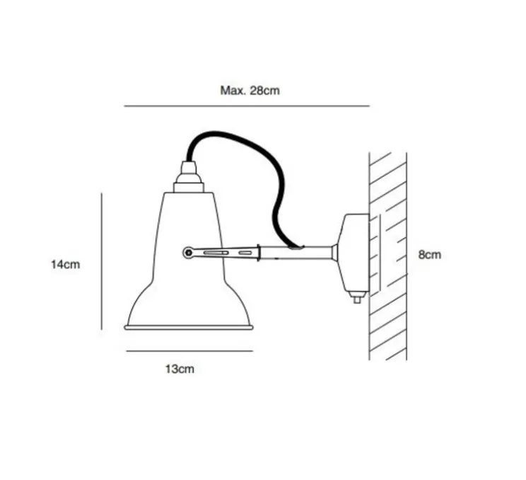 Applique murale, Original 1227 Mini Wall Light, gris, L28cm, H14cm - Anglepoise