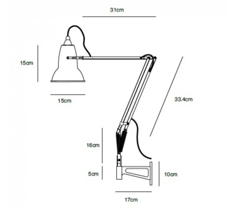 Applique murale, ORIGINAL 1227, blanc, Ø15cm, H54.5cm Max - ANGLEPOISE