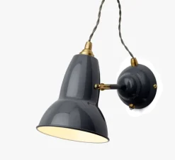 Applique murale, Original 1227, gris et laiton, Ø14cm, H16cm - Anglepoise