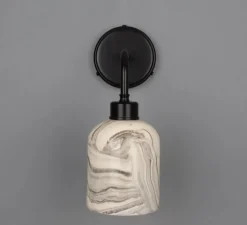 Applique murale, Osier, marbrée, noir mat, Ø12cm, H31cm - Mullan Lighting