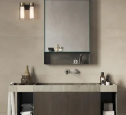 Applique murale, Osman, métal noir mat et laiton brossé, verre transparent, L22cm, H23cm - Tooy