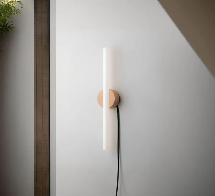 Applique murale, Otto, câble, Pêche, Ø9,5cm, H6cm - Plato Design