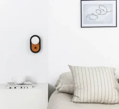 Applique murale ou lampe à poser, Maya, terracotta/noir, LED, dim, 2700K, 580 lm, L8,9cm, H20,6cm - Faro