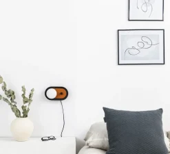 Applique murale ou lampe à poser, Maya, terracotta/noir, LED, dim, 2700K, 580 lm, L8,9cm, H20,6cm - Faro