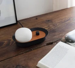 Applique murale ou lampe à poser, Maya, terracotta/noir, LED, dim, 2700K, 580 lm, L8,9cm, H20,6cm - Faro