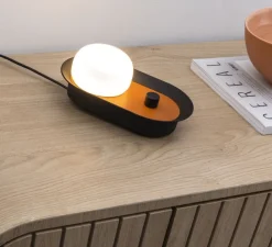 Applique murale ou lampe à poser, Maya, terracotta/noir, LED, dim, 2700K, 580 lm, L8,9cm, H20,6cm - Faro