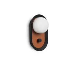 Applique murale ou lampe à poser, Maya, terracotta/noir, LED, dim, 2700K, 580 lm, L8,9cm, H20,6cm - Faro