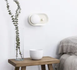 Applique murale ou lampe à poser, Maya, beige, LED, dim, 2700K, 580 lm, L8,9cm, H20,6cm - Faro