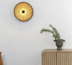 Applique murale ou plafonnier, Costas 400 P70, noir mat, Ø40cm, H7cm - Faro