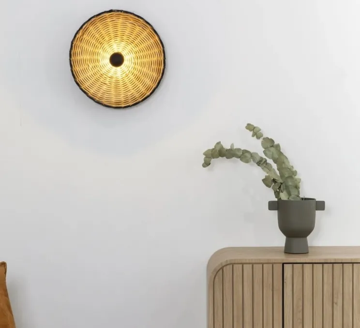 Applique murale ou plafonnier, Costas 400 P70, noir mat, Ø40cm, H7cm - Faro