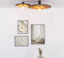 Applique murale ou plafonnier, Costas 400 P70, noir mat, Ø40cm, H7cm - Faro