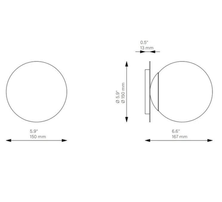 Applique murale ou plafonnier, Pulsar 150, laiton, verre opale, Ø15cm, H15cm - Schwung