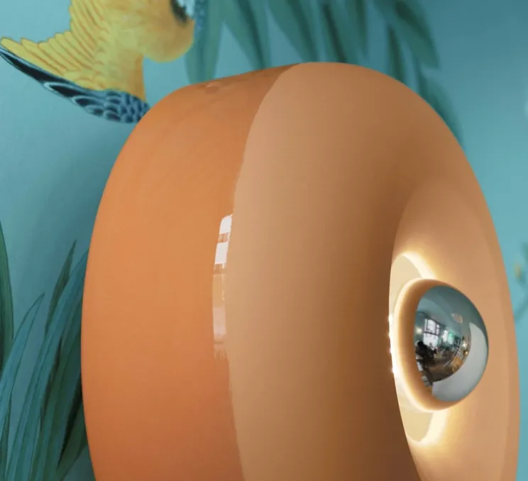 Applique murale ou plafonnier, Bellota, orange pêche, Ø27cm, H14cm - Ferroluce