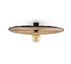 Applique murale ou plafonnier, Costas 600 H70, noir mat, Ø60cm, H7cm - Faro