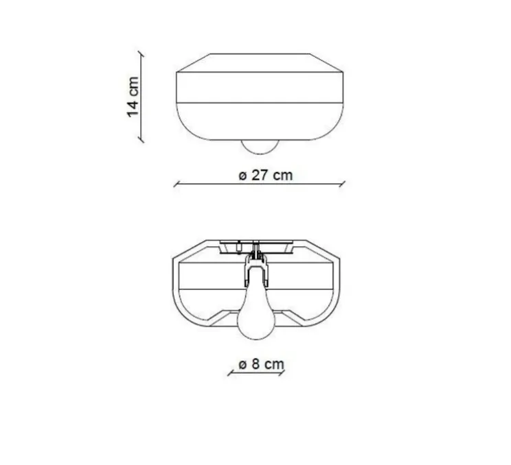 Applique murale ou plafonnier, Bellota, noir carbone, Ø27cm, H14cm - Ferroluce