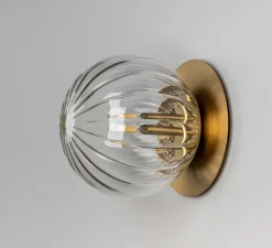 Applique murale ou plafonnier, Pulsar 200, laiton, verre transparent strié, Ø20cm, H21,7cm - Schwung