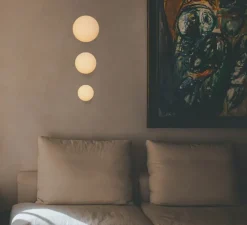 Applique murale ou plafonnier, Pulsar 200, laiton, verre opale, Ø20cm, H21,7cm - Schwung