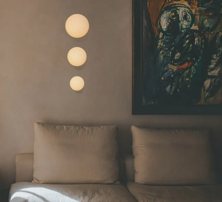 Applique murale ou plafonnier, Pulsar 200, laiton, verre opale, Ø20cm, H21,7cm - Schwung