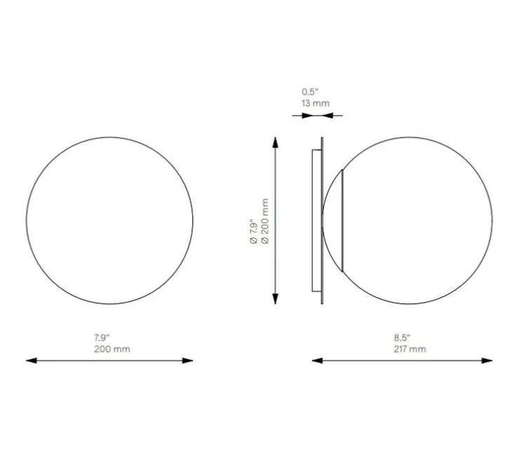 Applique murale ou plafonnier, Pulsar 200, laiton, verre opale, Ø20cm, H21,7cm - Schwung