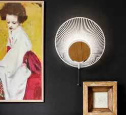 Applique murale, Oyster, blanc, chêne, Ø40cm, H59,3cm - Forestier