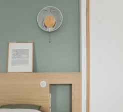 Applique murale, Oyster, blanc, chêne, Ø40cm, H59,3cm - Forestier