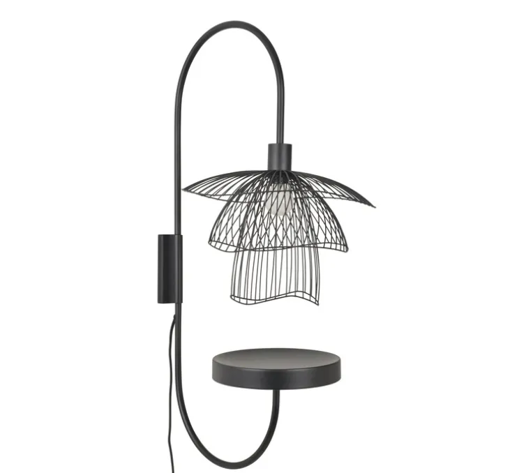 Applique murale, Papillon XS, noir, avec tablette, L45cm, H75cm - FORESTIER