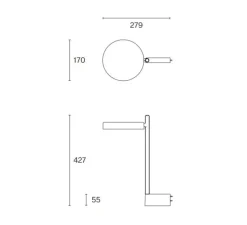 Applique murale, Pastille BR2, noir graphite, LED, 2700K, 690lm, L17cm, H42,7cm - Wastberg