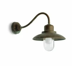 Applique murale, Patio 1350, Cuivre laiton vieilli, verre transparent, IP44, L51cm, H35cm - Moretti Luce