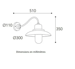 Applique murale, Patio 1350, Cuivre laiton vieilli, verre transparent, IP44, L51cm, H35cm - Moretti Luce