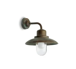 Applique murale, Patio 1353, cuivre laiton vieilli, verre transparent, IP44, L36,5cm, H35cm - Moretti Luce