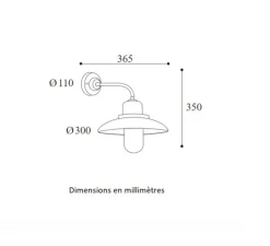 Applique murale, Patio 1353, cuivre laiton vieilli, verre transparent, IP44, L36,5cm, H35cm - Moretti Luce