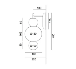 Applique murale, Pearl A, blanc et or, LED, 2700K, 1200lm, L16,5cm, H40cm - Formagenda
